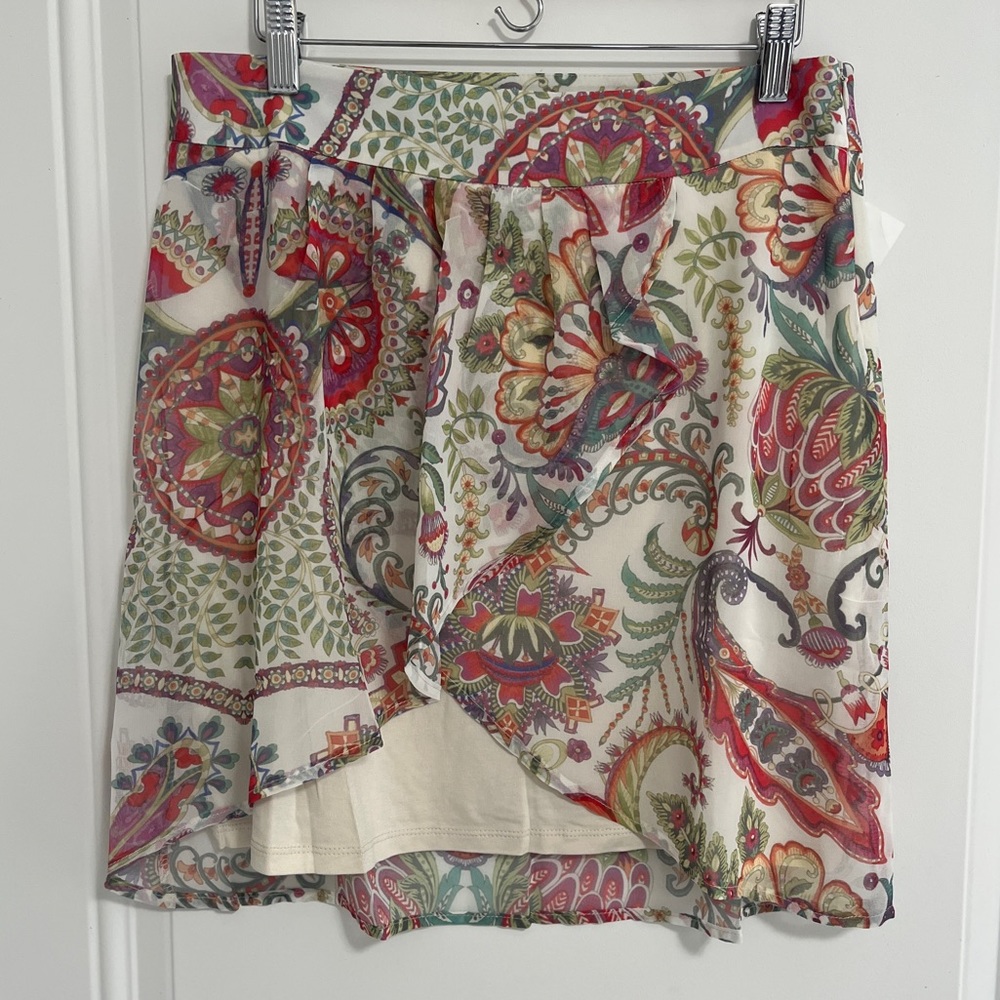NWT - Desigual Women’s Floral Faux Wrap Mini Skirt - Made in Spain - Size 4 / S